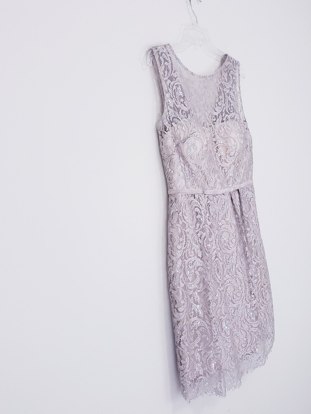 Jenny Yoo Harlow Metallic Bridesmaid Cocktail Lace Short Dress Size 10 Sandstone - Picture 5 of 10